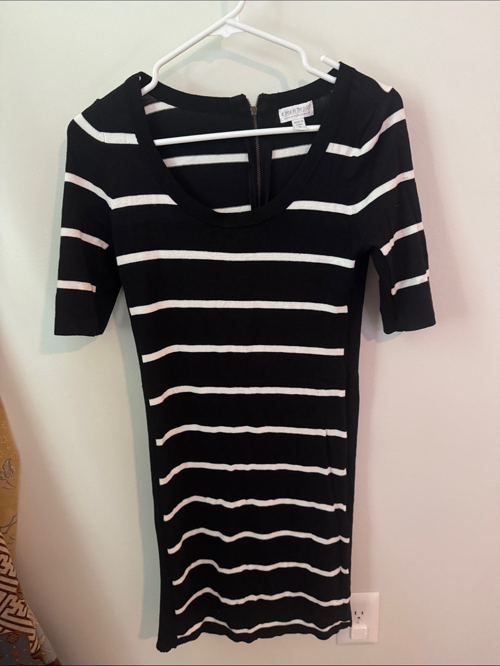 A pea in the pod maternity striped Black & White Scoop Neck Mini Dress size S
